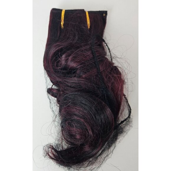 Vigorous Womens 20" Black/Burgundy Clip-In Hair Extensions Synthetic 4PCS Wavy - Picture 5 of 7